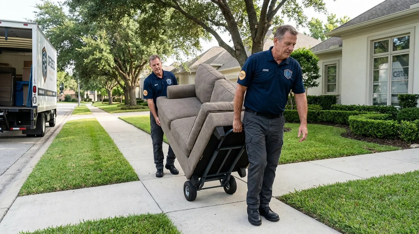 Local residential moving crew loading furniture in Reinholds, PA