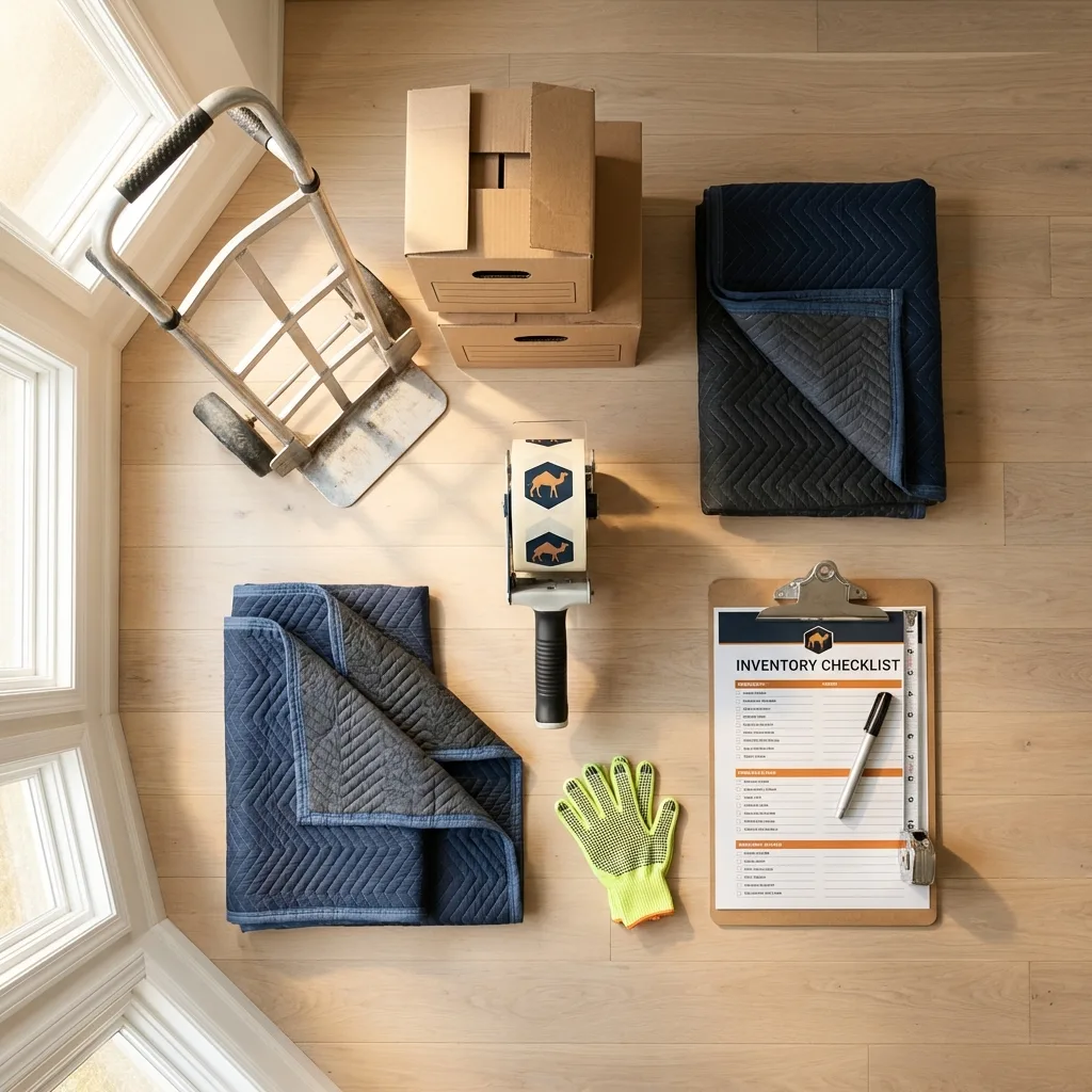 Professional moving supplies and packing materials layout for Reinholds residential relocations